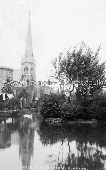 The Gardens and Pond, Lower Clapton Road, Clapton, London. c.1908.